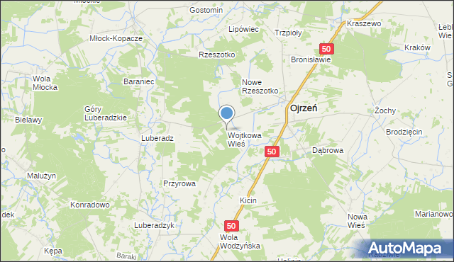 mapa Wojtkowa Wieś, Wojtkowa Wieś na mapie Targeo